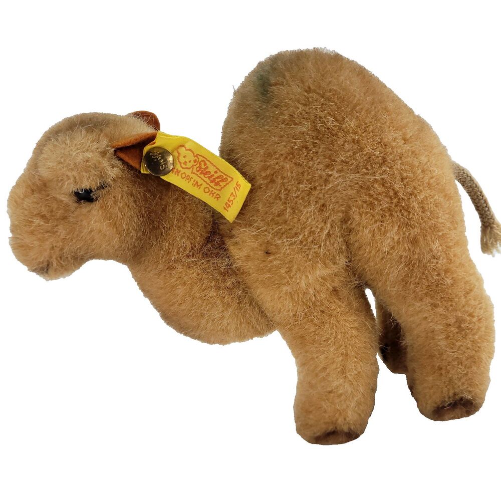 Steiff Trampy Camel Plush 7" Tan Vtg 1453‎ /15 Yarn Tail Button Eyes Stuffed Toy